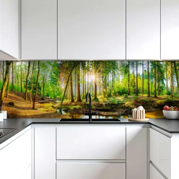 Küchenrückwand Platte Wald im Lichtspiel Artikelbild 1