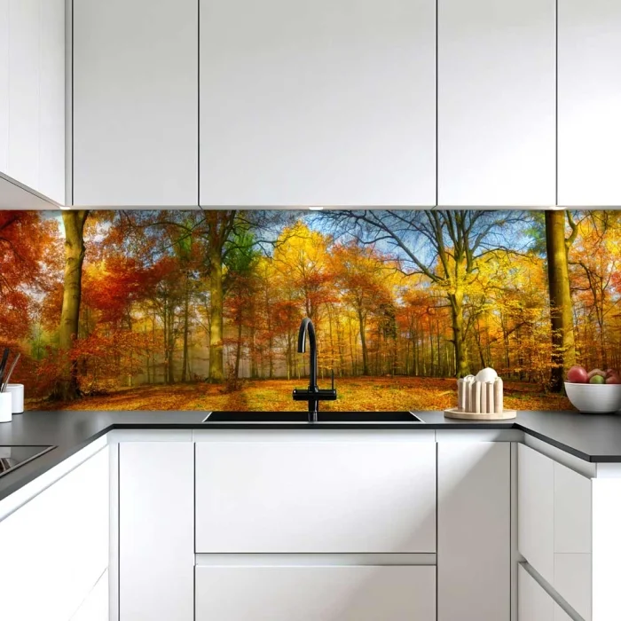 Küchenrückwand Platte Goldener Herbstwald Hauptbild 1