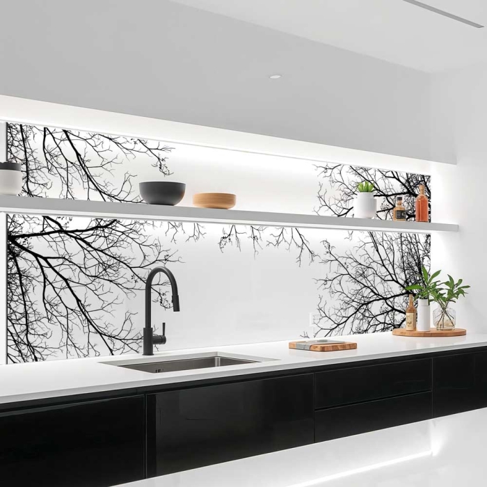 Küchenrückwand Platte | Filigrane Baum Äste