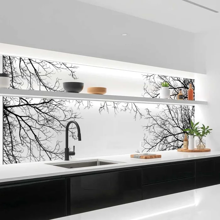 Küchenrückwand Platte Filigrane Baum Äste Hauptbild 1