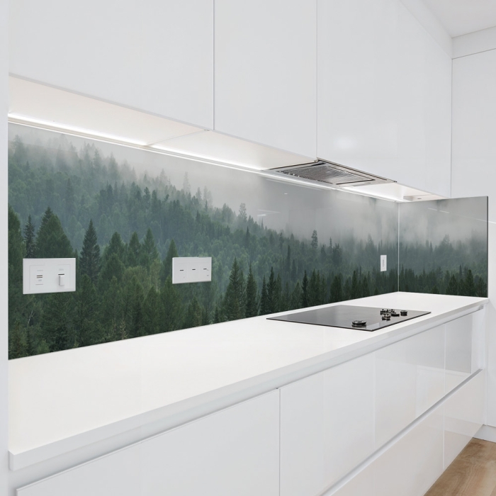 Küchenrückwand Platte | Nebliger Wald