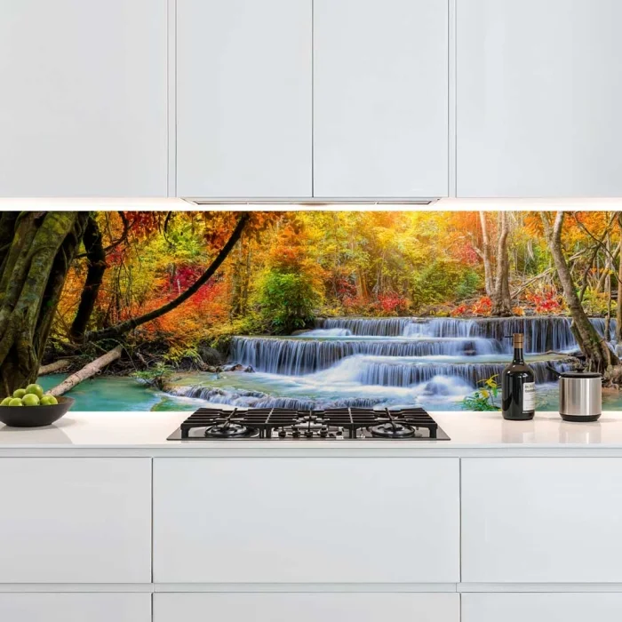 Küchenrückwand Platte Herbstlicher Wasserfall im Wald Artikelbild 2