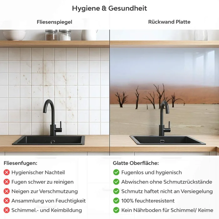 Küchenrückwand Platte Wüstenlandschaft Produktdetailbild 2: Hygiene und Gesundheit!