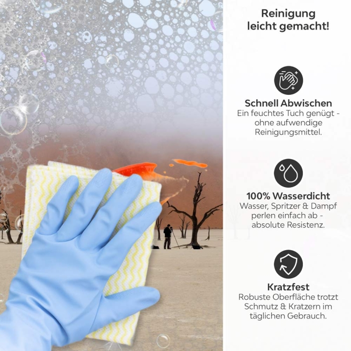 Küchenrückwand Platte Wüstenlandschaft Produktdetailbild 3: Reinigung leicht gemacht!