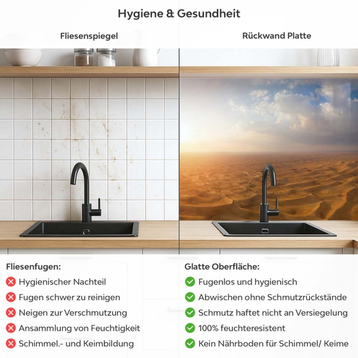 Küchenrückwand Platte Die Wüste von Death Valley Produktdetailbild 2: Hygiene und Gesundheit!