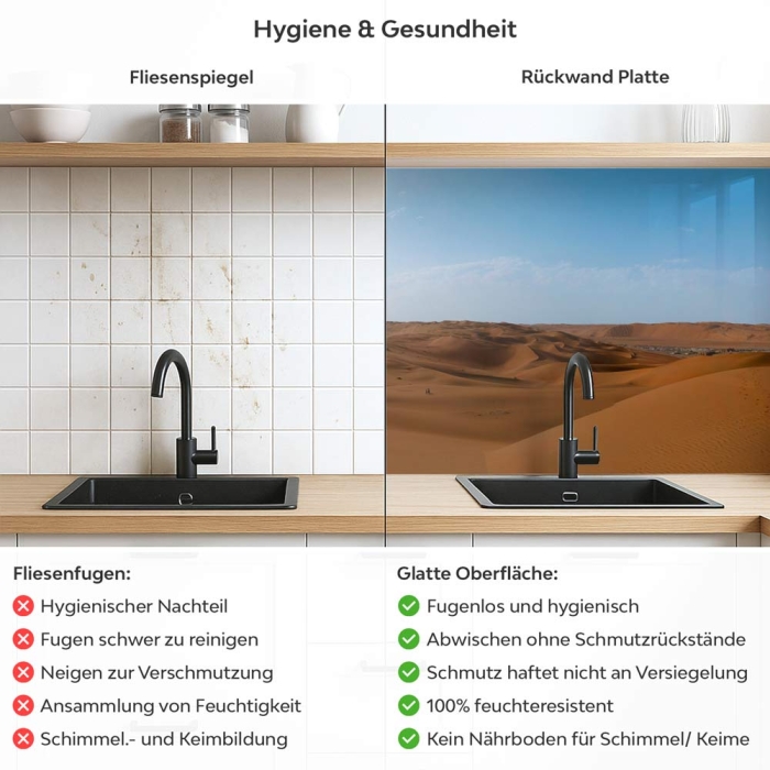 Küchenrückwand Platte Unendliches Dünenmeer Produktdetailbild 2: Hygiene und Gesundheit!