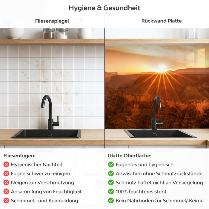 Küchenrückwand Platte Tiefe Schlucht in der Wüste Produktdetailbild 2: Hygiene und Gesundheit!