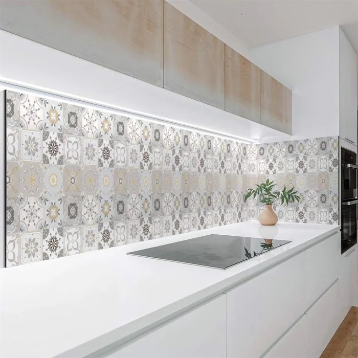 Küchenrückwand Platte Sanftes Beige Patchwork Mosaik Artikelbild 1