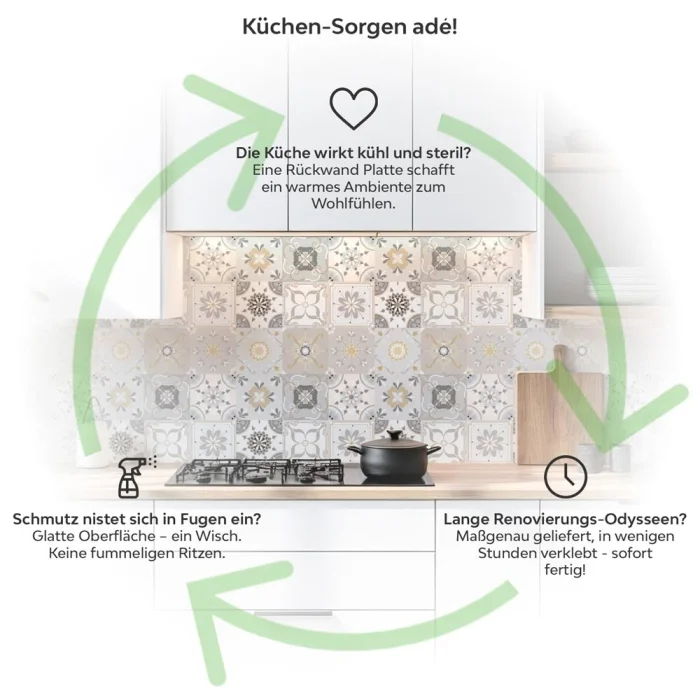 Küchenrückwand Platte Sanftes Beige Patchwork Mosaik Produktdetailbild 1: Küchen-Sorgen ade!