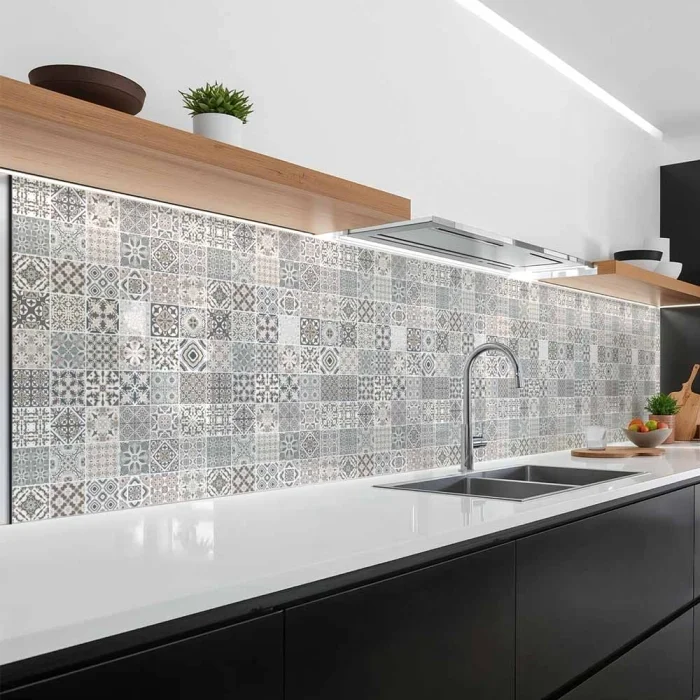 Küchenrückwand Platte Patchwork‑Design in Sandtönen Artikelbild 1