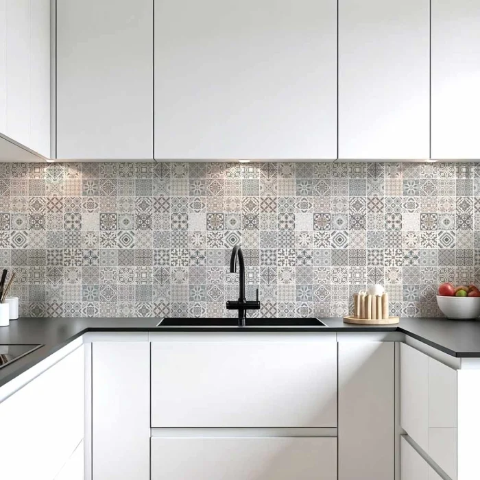 Küchenrückwand Platte Patchwork‑Design in Sandtönen Hauptbild 1