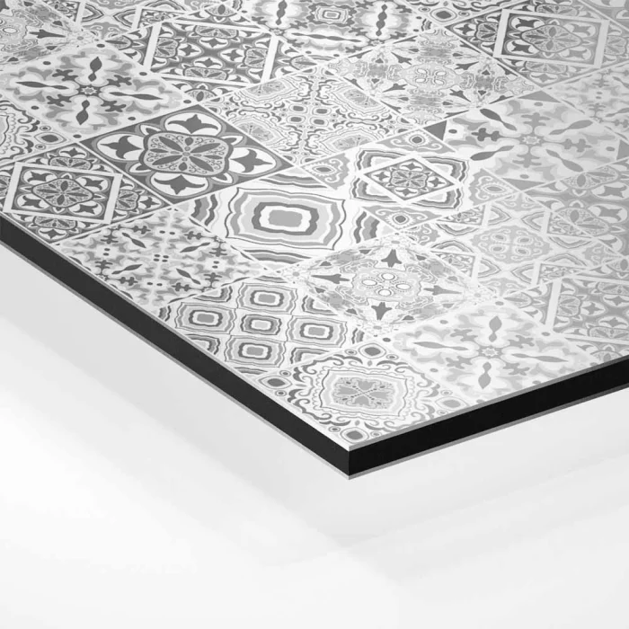 Küchenrückwand Platte Graue Kacheloptik im Azulejo‑Muster Hover-Bild