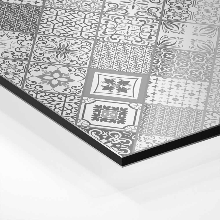 Küchenrückwand Platte Monochrome Azulejo‑Rauten in Grau Hover-Bild