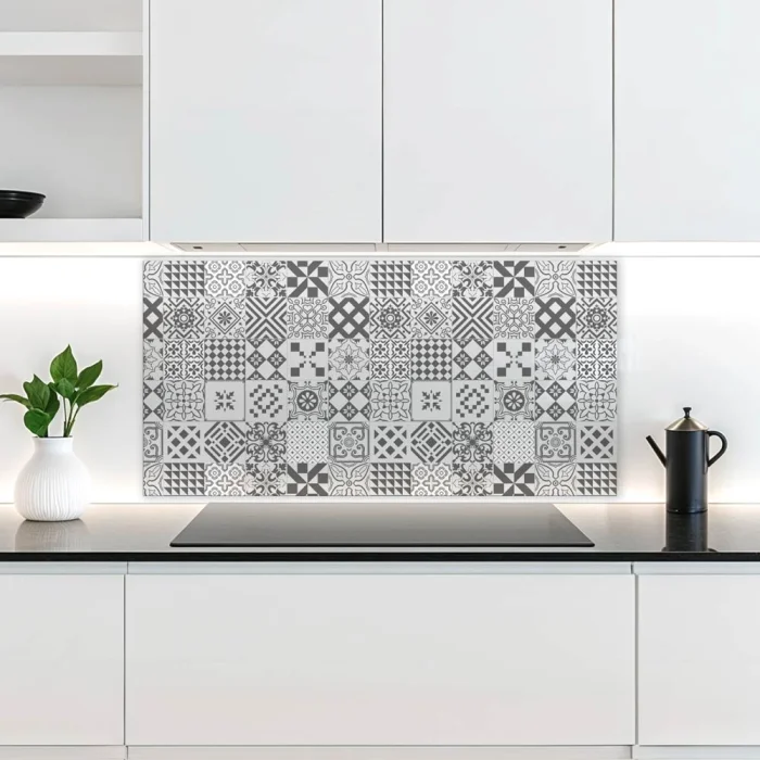 Küchenrückwand Platte Dynamisches Graues Patchwork Hauptbild 1