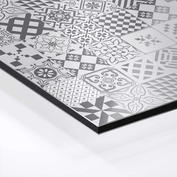 Küchenrückwand Platte Dynamisches Graues Patchwork Hover-Bild