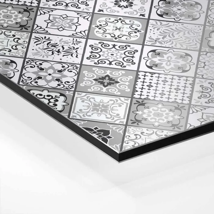Küchenrückwand Platte Portugiesische Fliesenoptik in Graustufen Hover-Bild