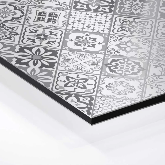 Küchenrückwand Platte Filigranes Rauten‑Mosaik in Grau Hover-Bild