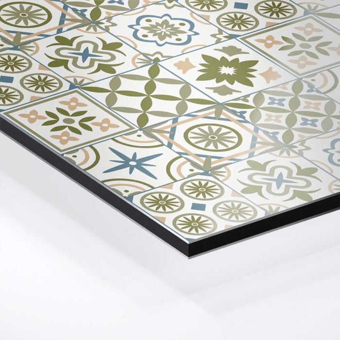 Küchenrückwand Platte Olivgrün‑Weiß Mediterranes Fliesenmuster Hover-Bild