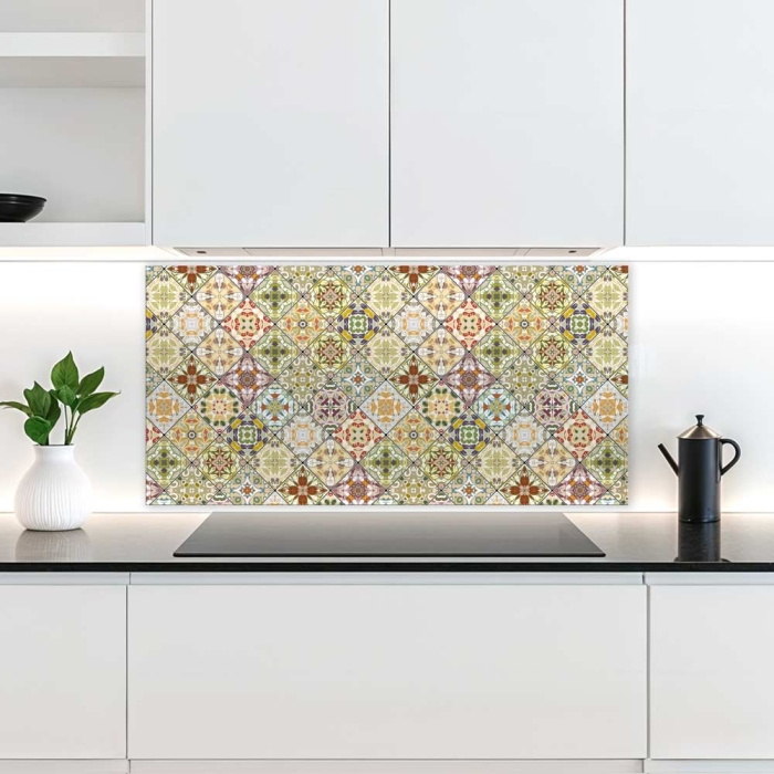 Küchenrückwand Platte Mosaik Patchwork Vintage Artikelbild 2