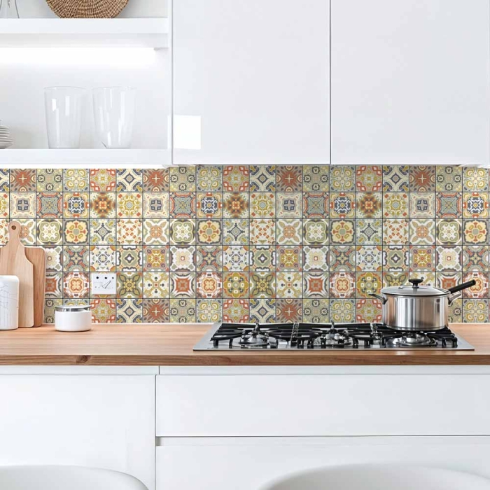 Küchenrückwand Platte Fliesenmuster in warmen Naturfarben Artikelbild 1