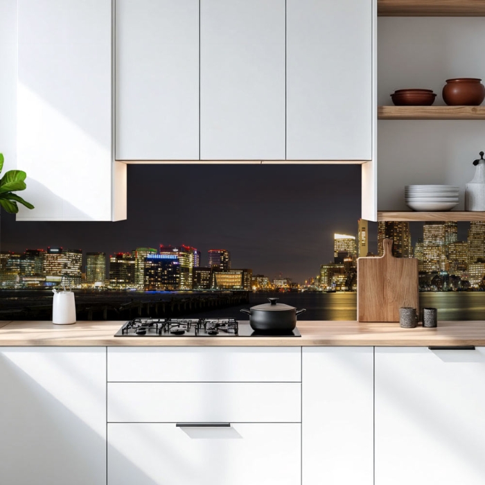 Küchenrückwand Platte Boston Skylines bei Nacht Artikelbild 1