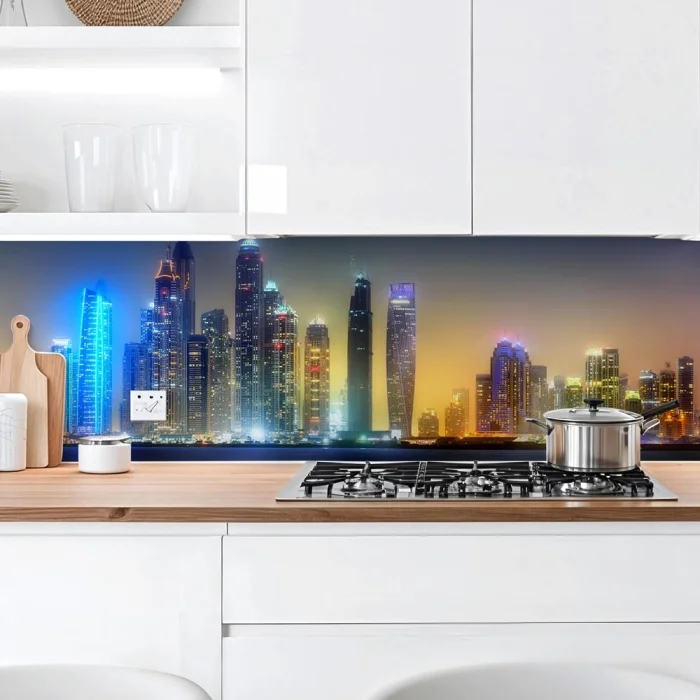Küchenrückwand Platte Skylines im Schimmer der Nacht Artikelbild 1