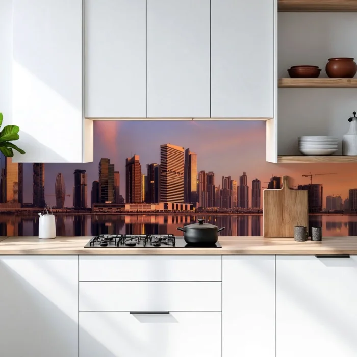 Küchenrückwand Platte Skylines im Morgenrot Artikelbild 2
