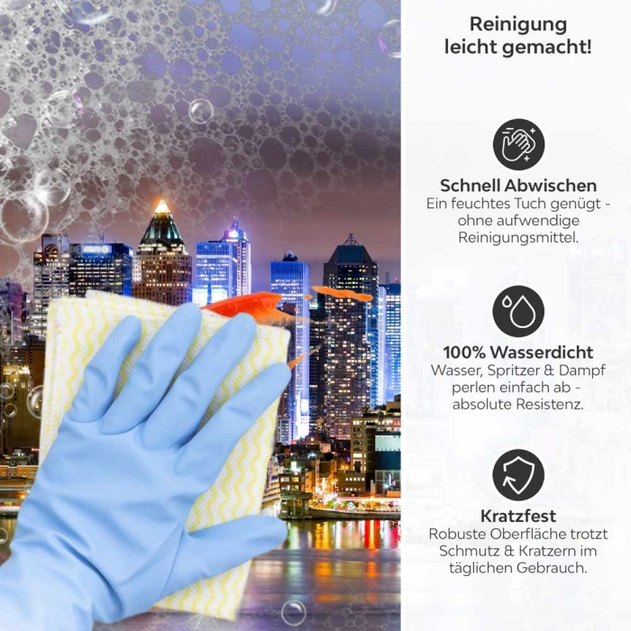 Küchenrückwand Platte Hafenblick auf NY Produktdetailbild 3: Reinigung leicht gemacht!
