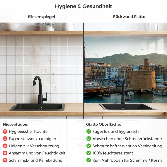 Küchenrückwand Platte Spanische Küsten Altstadt Produktdetailbild 2: Hygiene und Gesundheit!