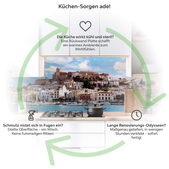 Küchenrückwand Platte Hafen an der Spanischen Küste Produktdetailbild 1: Küchen-Sorgen ade!