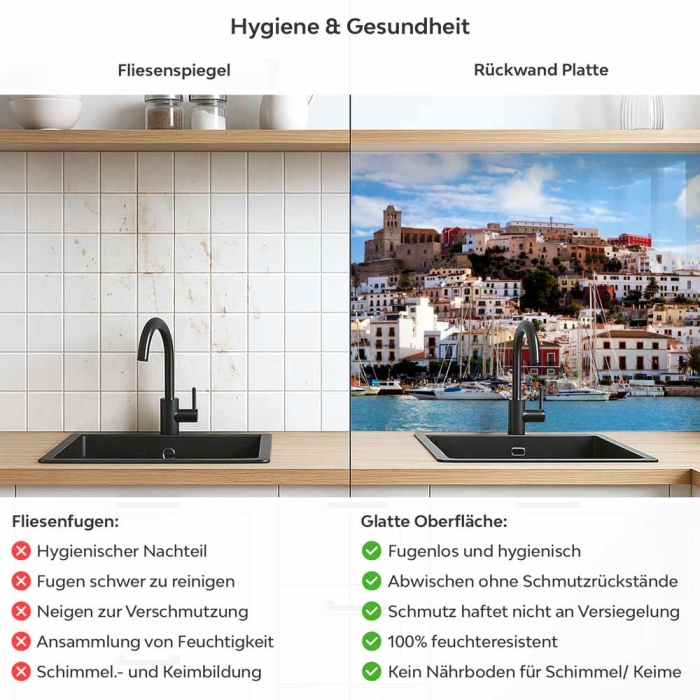 Küchenrückwand Platte Hafen an der Spanischen Küste Produktdetailbild 2: Hygiene und Gesundheit!