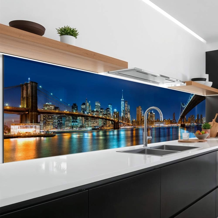 Küchenrückwand Platte | Nächtliche Perspektive zur Stadt