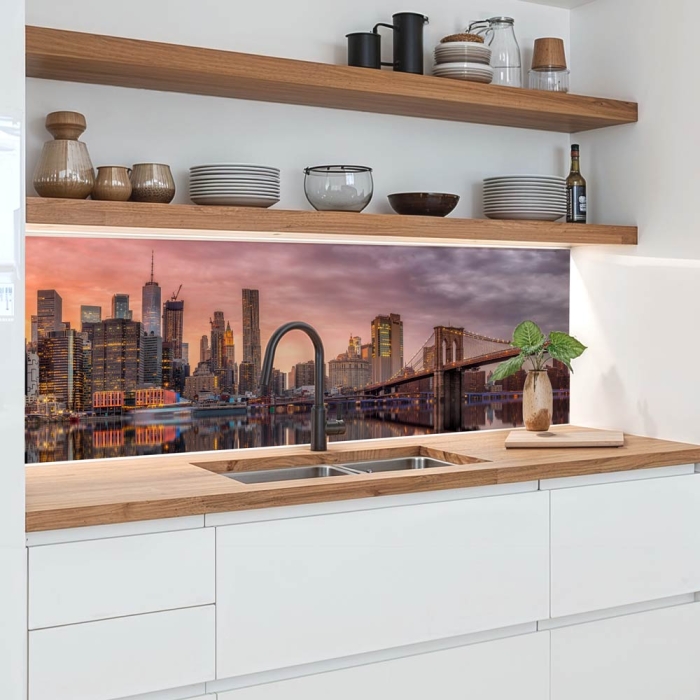 Küchenrückwand Platte Zwei Brücken im Abendrot Schein Artikelbild 2