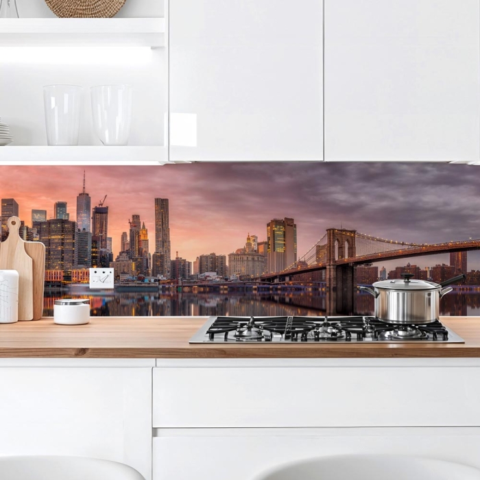 Küchenrückwand Platte | Zwei Brücken im Abendrot Schein