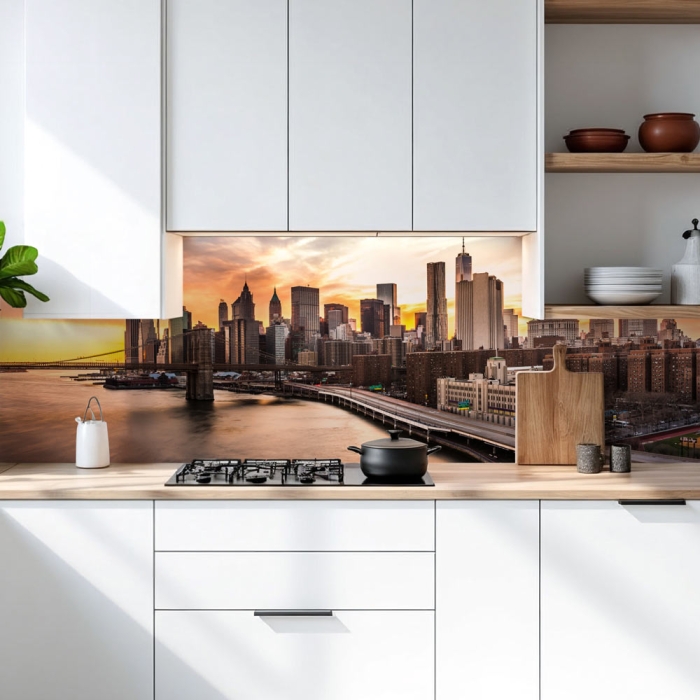 Küchenrückwand Platte Wolkenkratzer zur Goldenen Stunde Artikelbild 2