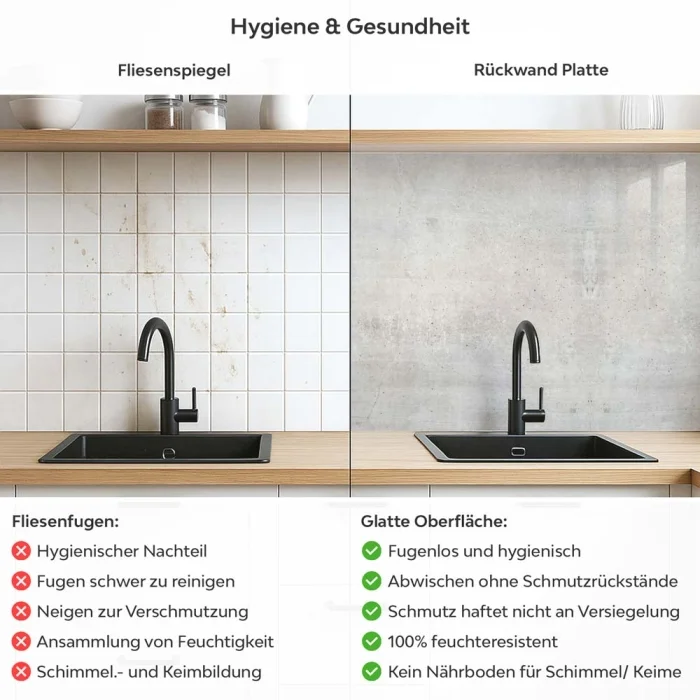 Küchenrückwand Platte Glatter Betonlook Produktdetailbild 2: Hygiene und Gesundheit!