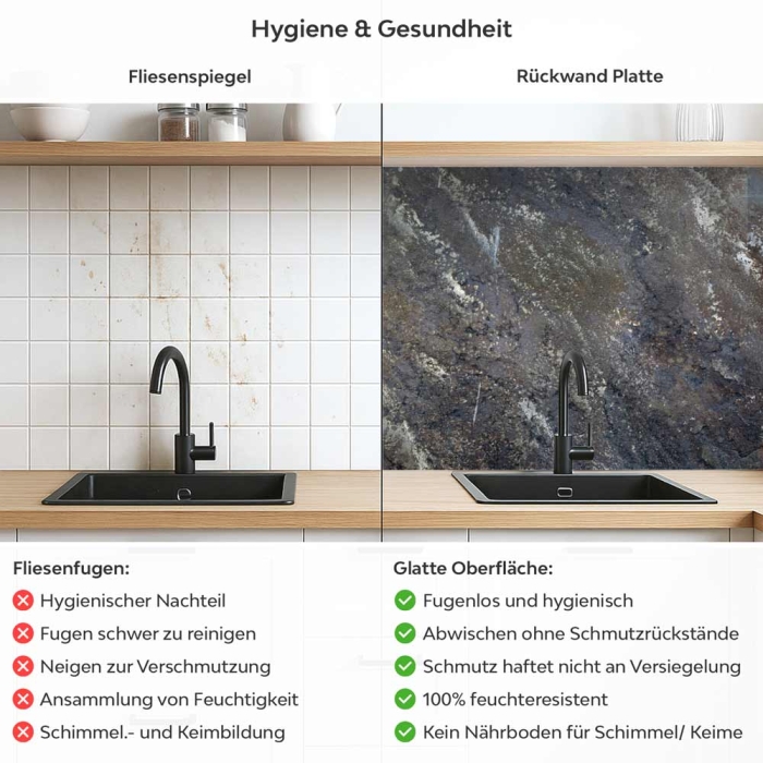 Küchenrückwand Platte Industrielles Rostbeton‑Design Produktdetailbild 2: Hygiene und Gesundheit!