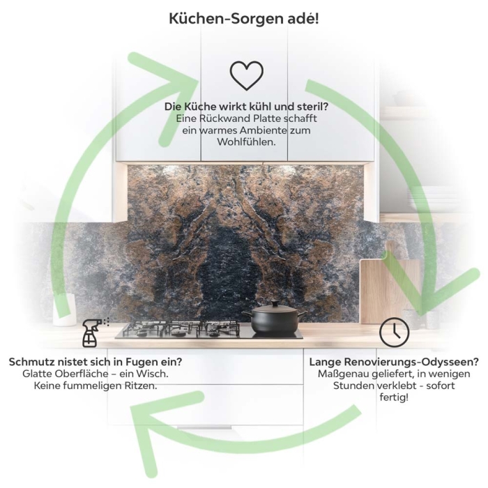 Küchenrückwand Platte Antike Steinoptik Produktdetailbild 1: Küchen-Sorgen ade!