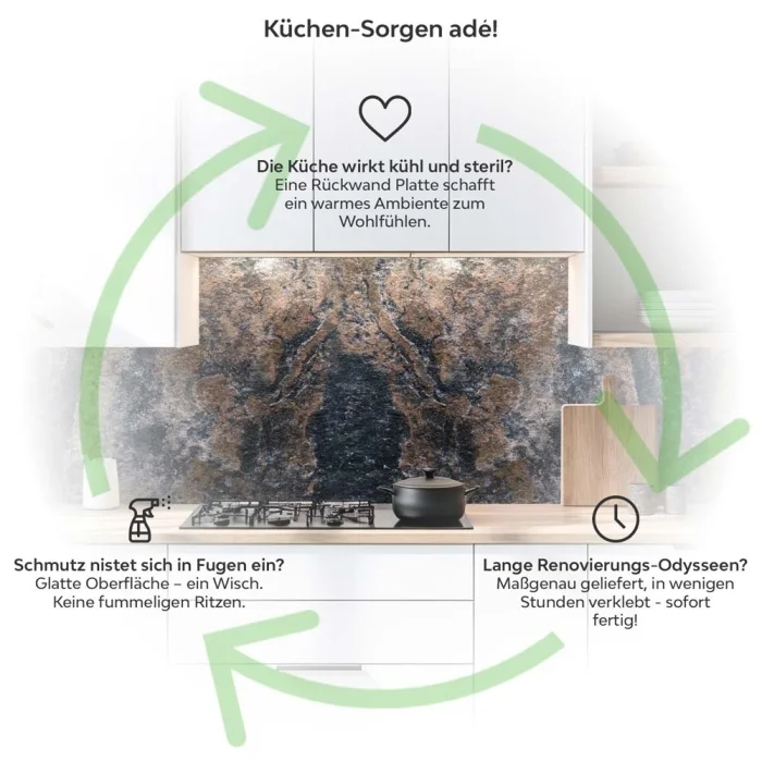 Küchenrückwand Platte Antike Steinoptik Produktdetailbild 1: Küchen-Sorgen ade!