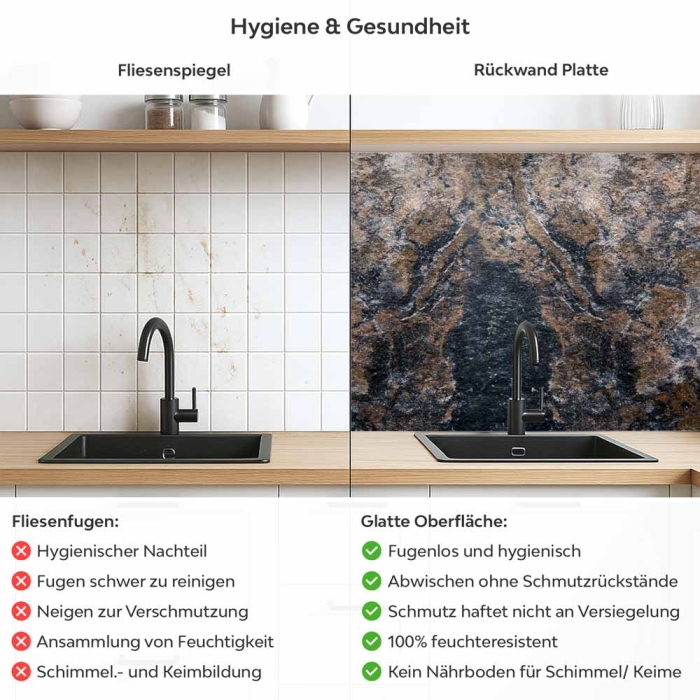 Küchenrückwand Platte Antike Steinoptik Produktdetailbild 2: Hygiene und Gesundheit!