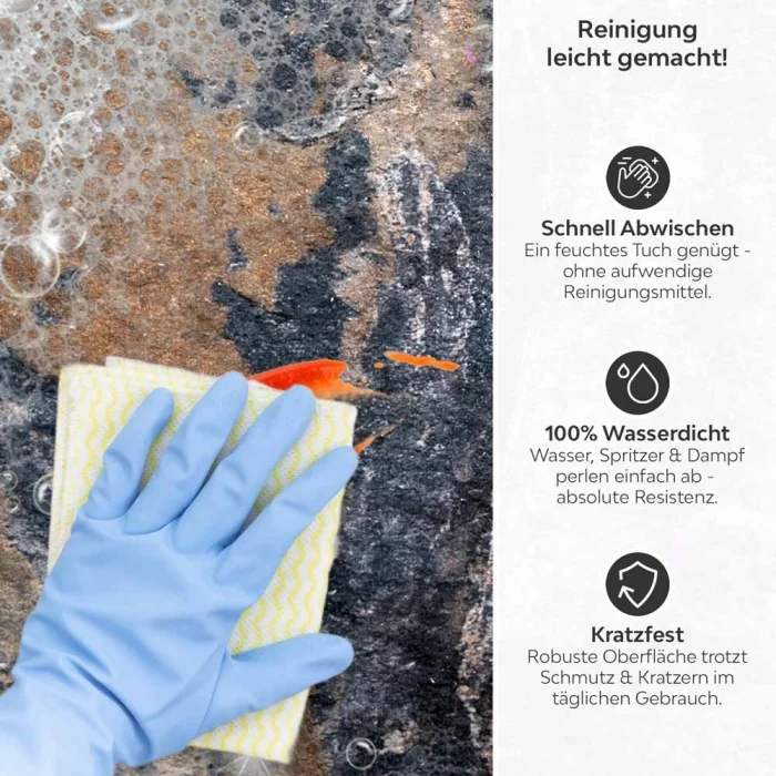 Küchenrückwand Platte Antike Steinoptik Produktdetailbild 3: Reinigung leicht gemacht!