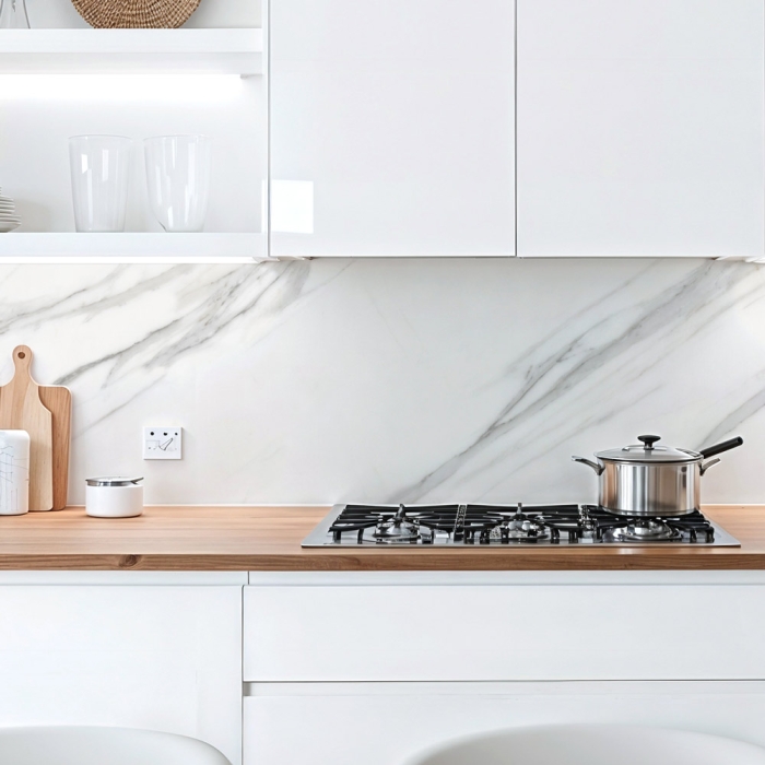 Küchenrückwand Platte Weißer Marmor mit Grauen Adern Artikelbild 2