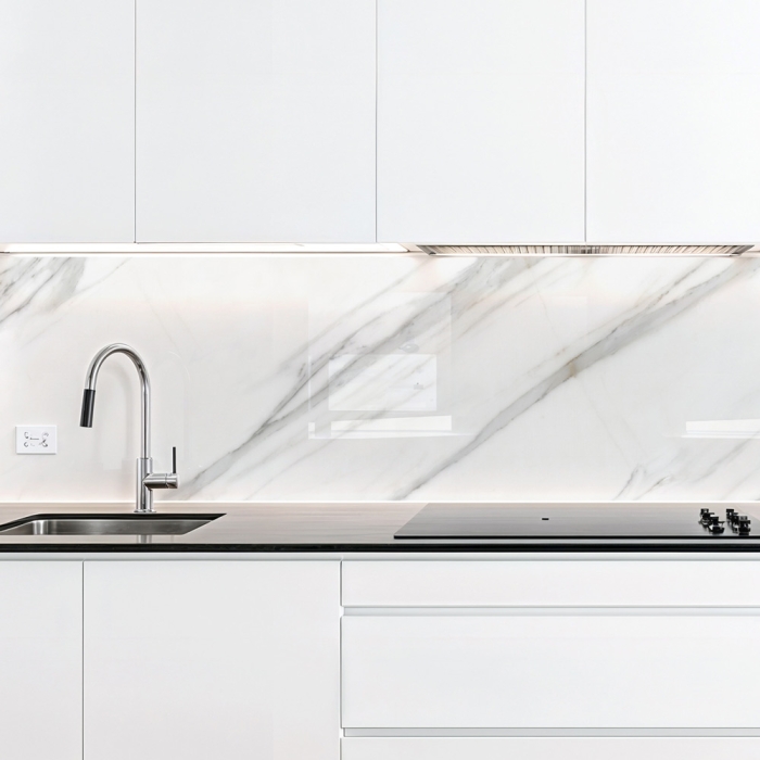 Küchenrückwand Platte Weißer Marmor mit Grauen Adern Artikelbild 3