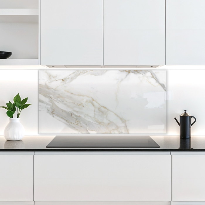 Küchenrückwand Platte Marmordesign mit Grauen Adern Artikelbild 1