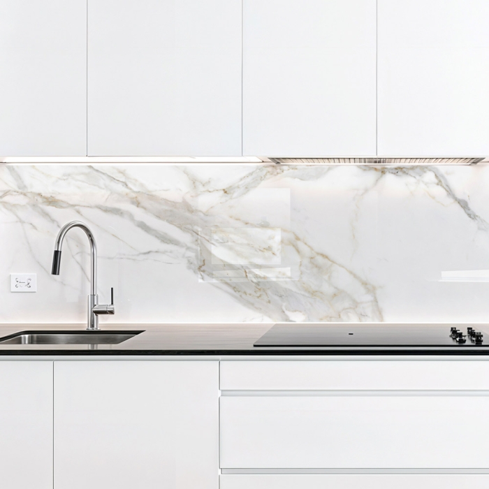 Küchenrückwand Platte | Marmordesign mit Grauen Adern