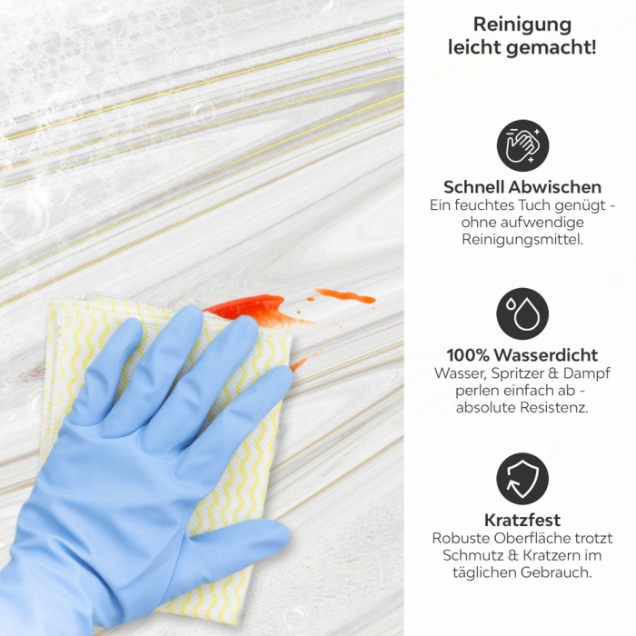 Küchenrückwand Platte Marmoroptik Edle Stein Marmorierung Produktdetailbild 3: Reinigung leicht gemacht!