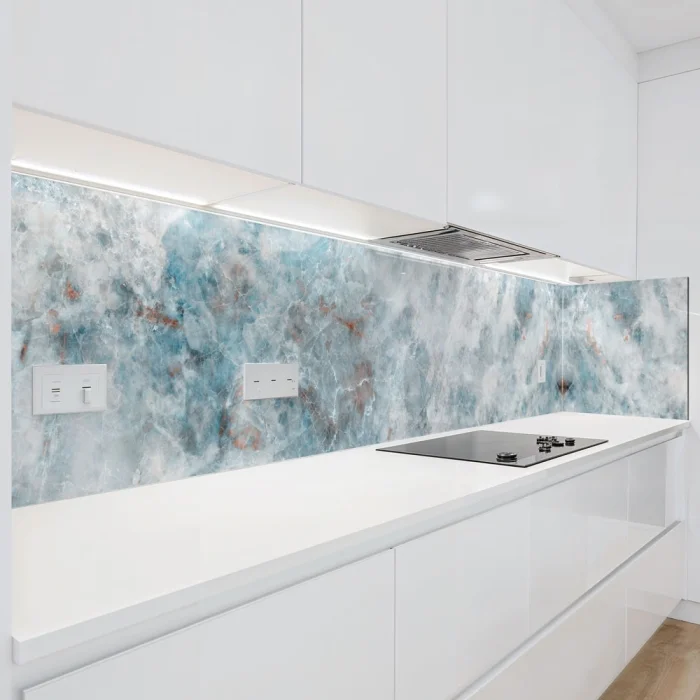 Küchenrückwand Platte Eisblauer Marmoroptik mit Kupferadern Artikelbild 2