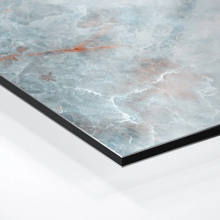 Küchenrückwand Platte Eisblauer Marmoroptik mit Kupferadern Hover-Bild