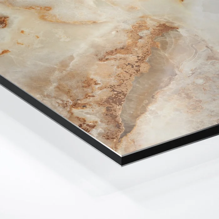 Küchenrückwand Platte Naturstein Marmor in Creme & Kupfer Hover-Bild