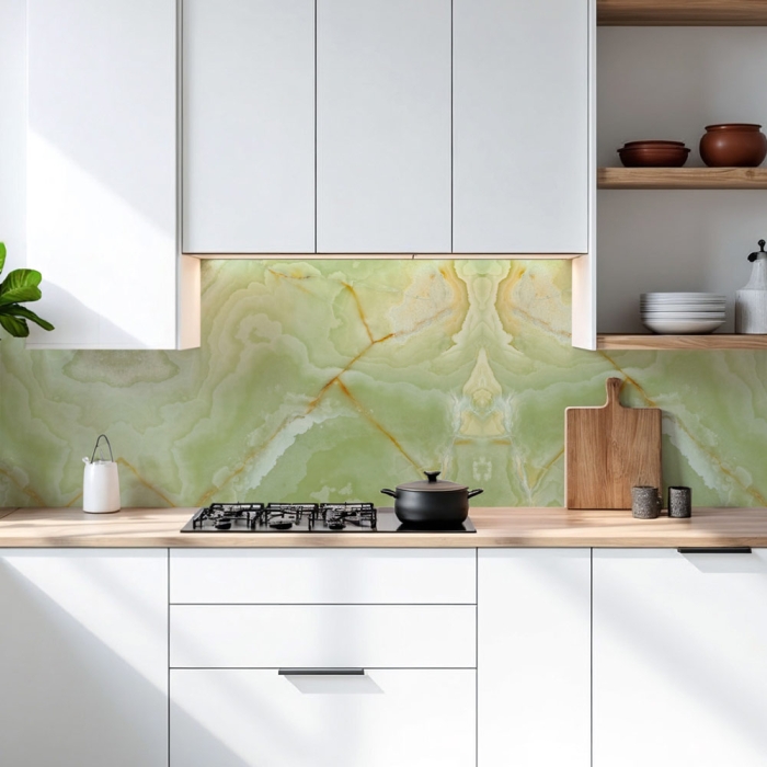 Küchenrückwand Platte Smaragd Grüner Marmoroptik Artikelbild 1
